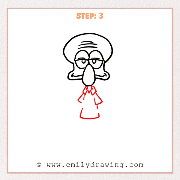 how to draw a squidward - Step 3