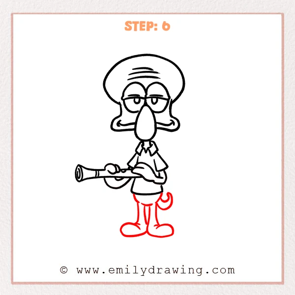 how to draw a squidward - Step 6