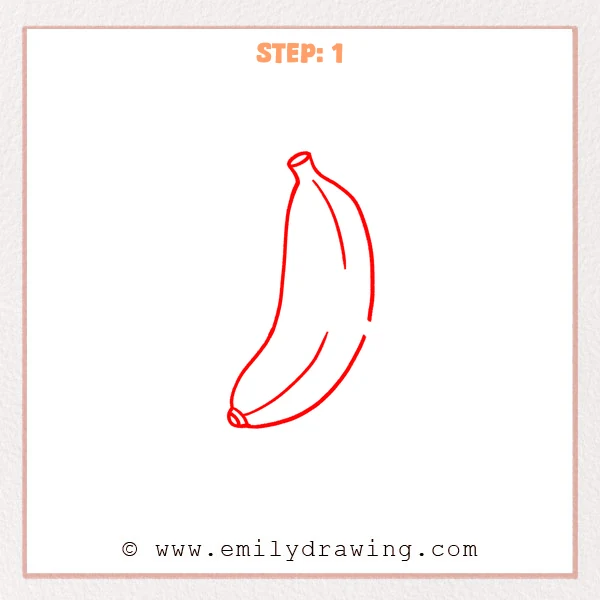 how to draw a cartoon banana - Step 1 progression of the cartoon banana drawing after the "outline the banana" stage.