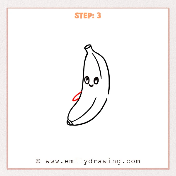 how to draw a cartoon banana - Step 3 progression of the cartoon banana drawing after the "draw the left arm" stage.