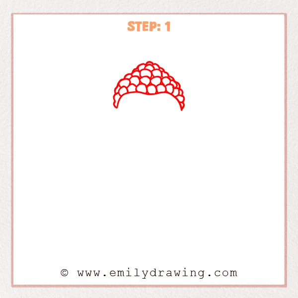 how to draw a buddha - Step 1 progression of the buddha drawing after the "build the curled hair" stage.