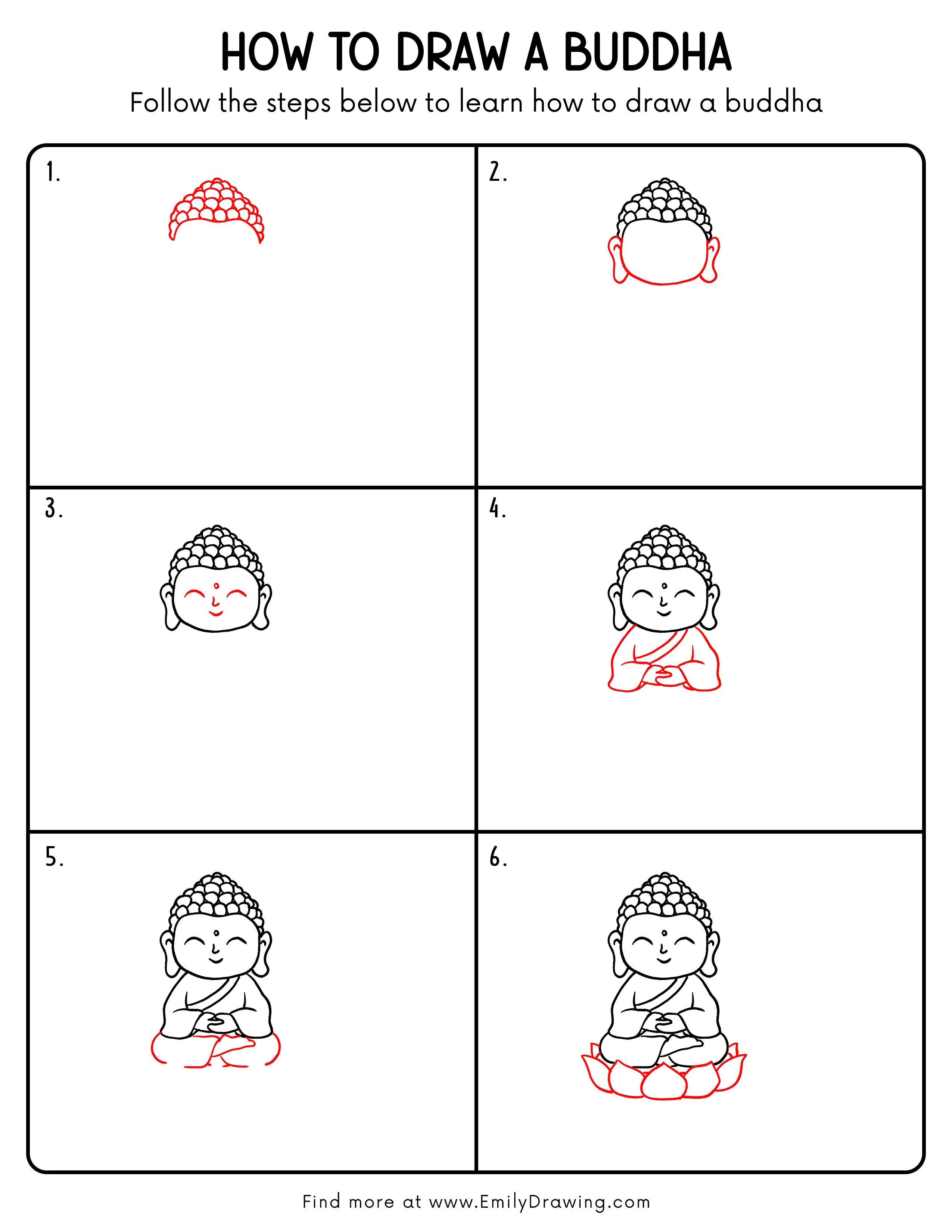 Printable Buddha Drawing Guide