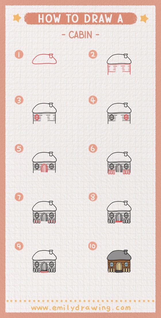 how to draw a cabin pinterest pin
