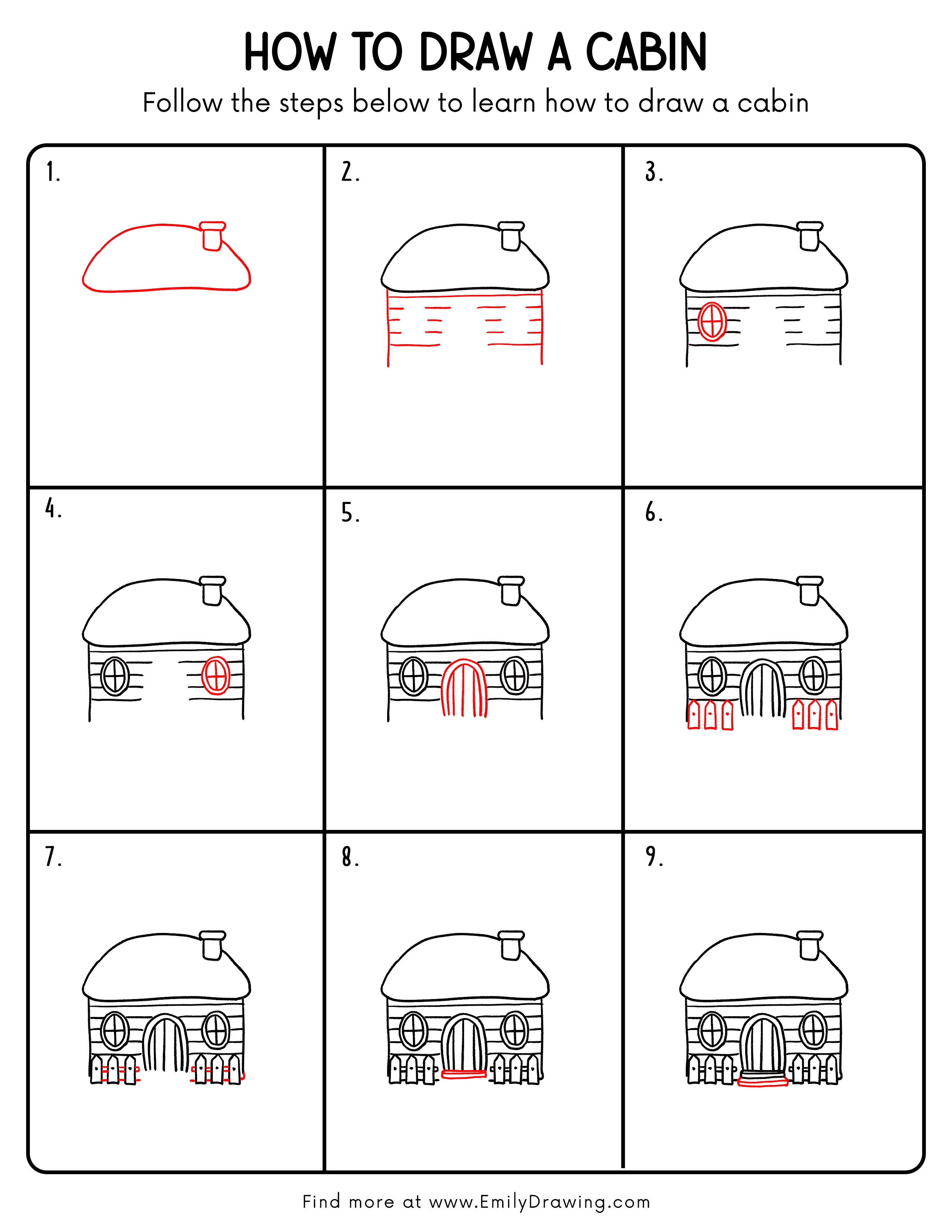 Printable Cabin Drawing Guide
