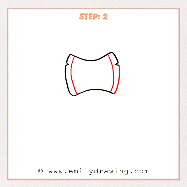 how to draw an axe - Step 2 progression of the axe drawing after the "add the blade bands" stage.