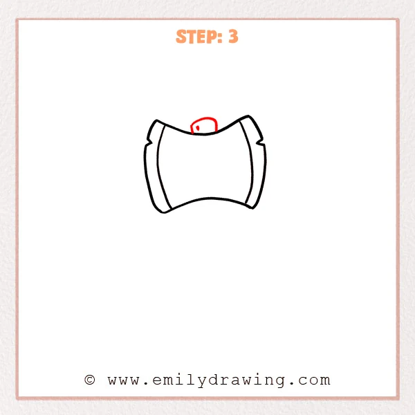 how to draw an axe - Step 3 progression of the axe drawing after the "draw the handle eye" stage.