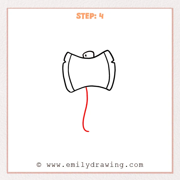how to draw an axe - Step 4 progression of the axe drawing after the "start the handle" stage.
