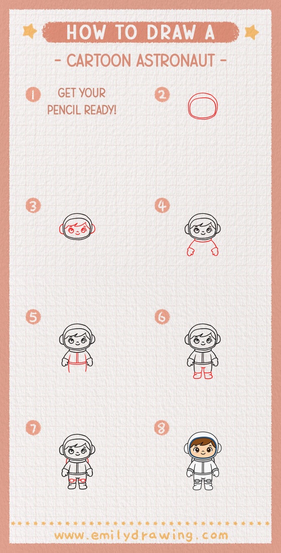 how to draw a cartoon astronaut pinterest pin