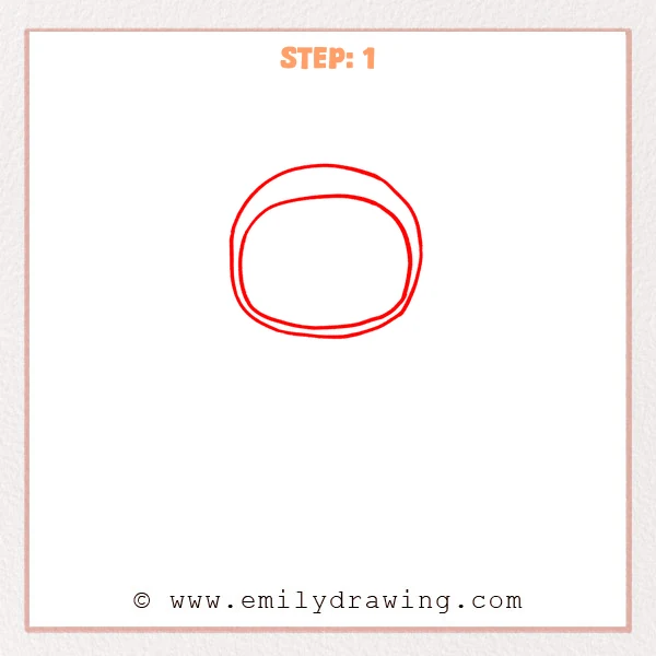 how to draw a cartoon astronaut - Step 1 progression of the cartoon astronaut drawing after the "draw the helmet" stage.