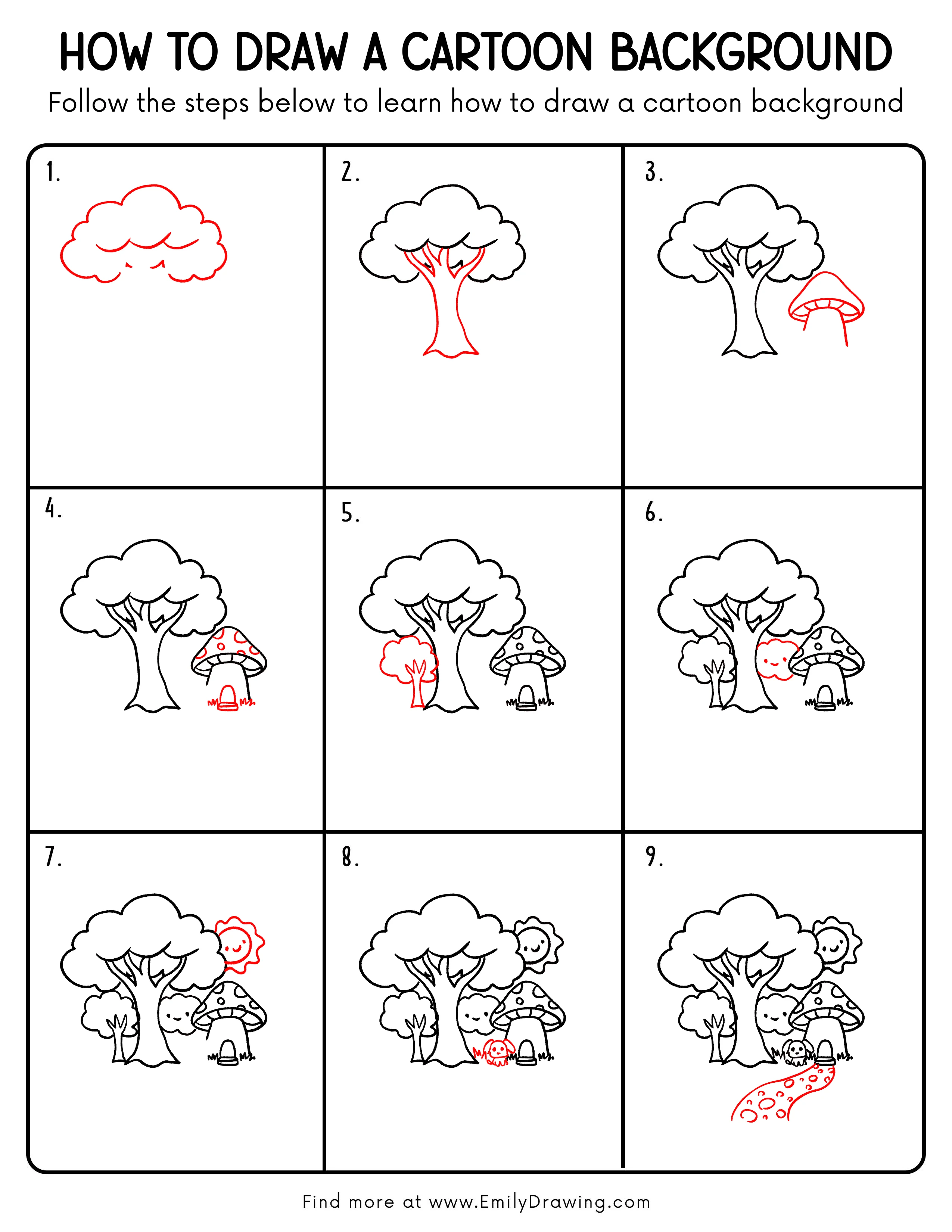 Printable Cartoon Background Drawing Guide