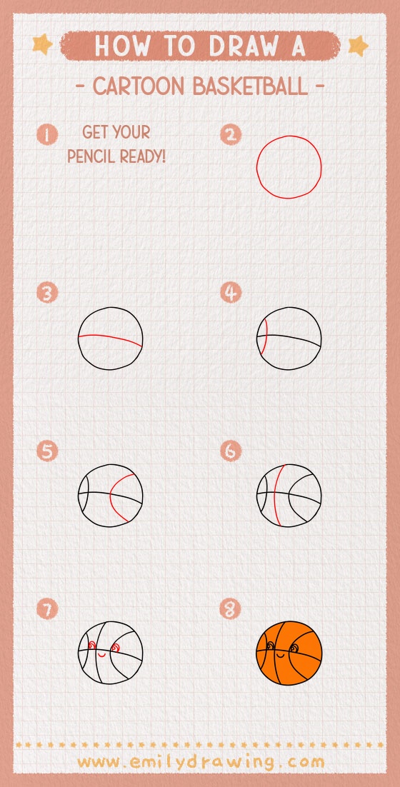 how to draw a cartoon basketball pinterest pin