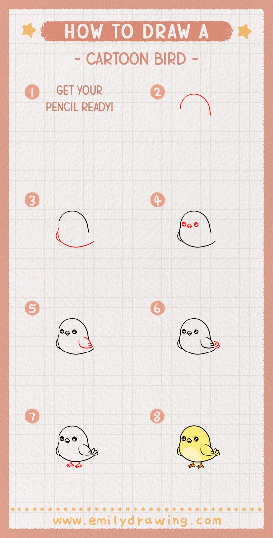 how to draw a cartoon bird pinterest pin