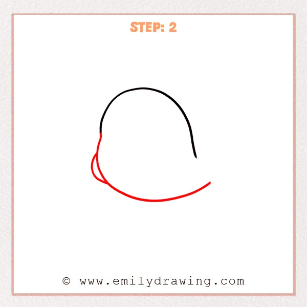how to draw a cartoon bird - Step 2 progression of the cartoon bird drawing after the "complete the body" stage.
