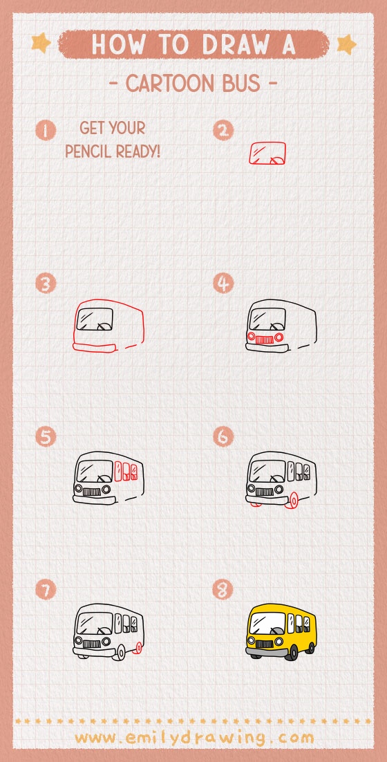 how to draw a cartoon bus pinterest pin
