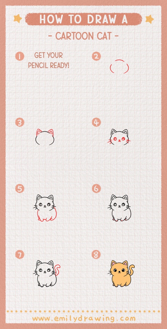 how to draw a cartoon cat pinterest pin