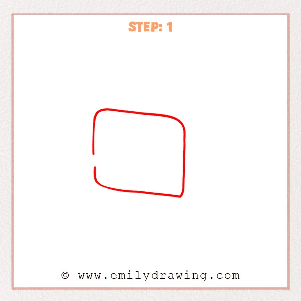 how to draw a cartoon cheese - Step 1 progression of the cartoon cheese drawing after the "draw the front face" stage.