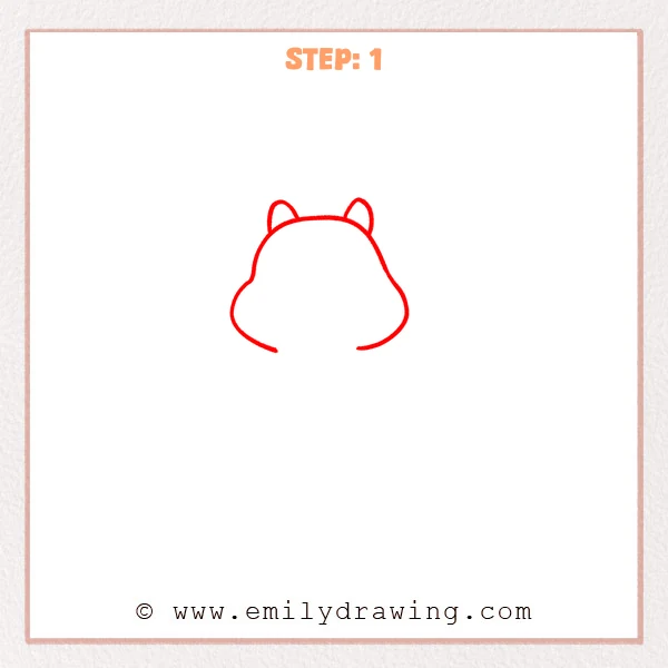 how to draw a cartoon chipmunk - Step 1 progression of the cartoon chipmunk drawing after the "outline the head" stage.