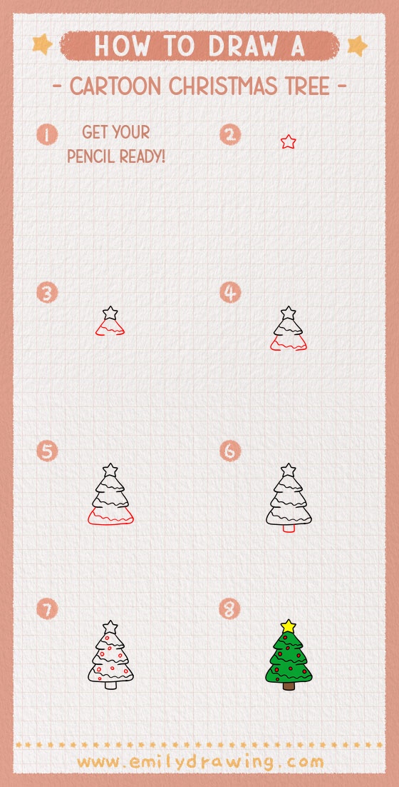 how to draw a cartoon christmas tree pinterest pin