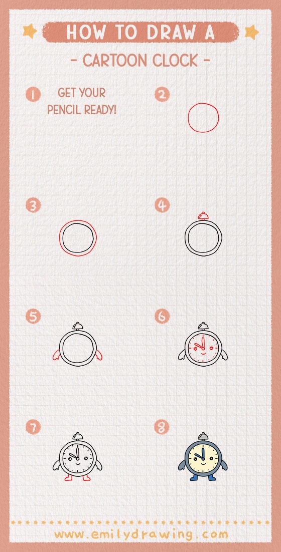 how to draw a cartoon clock pinterest pin