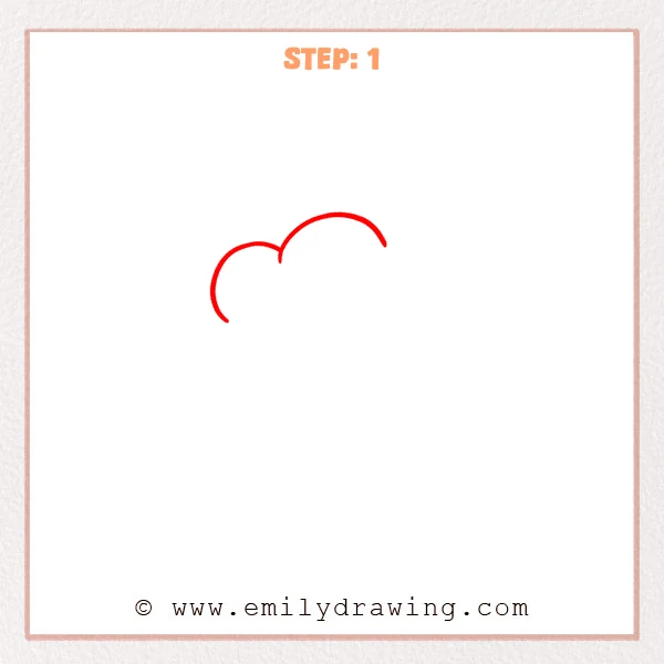 how to draw a cartoon cloud - Step 1 progression of the cartoon cloud drawing after the "start the top puffs" stage.