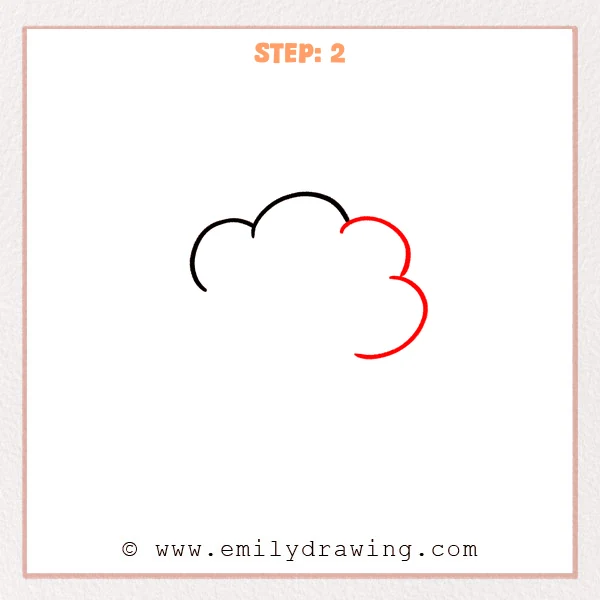 how to draw a cartoon cloud - Step 2 progression of the cartoon cloud drawing after the "extend the right side" stage.