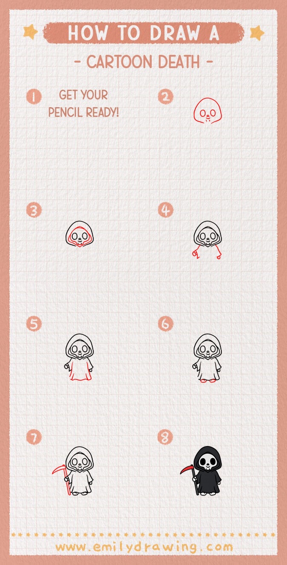 how to draw a cartoon death pinterest pin