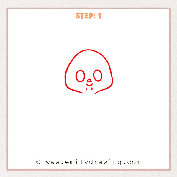how to draw a cartoon death - Step 1 progression of the cartoon death drawing after the "draw the skull" stage.