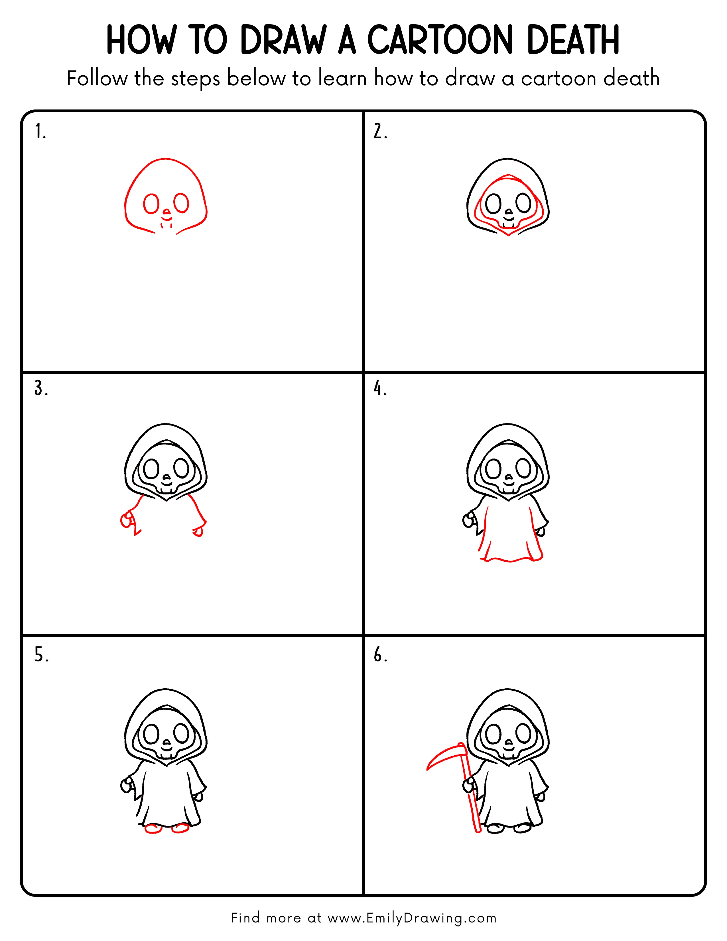 Printable Cartoon Death Drawing Guide