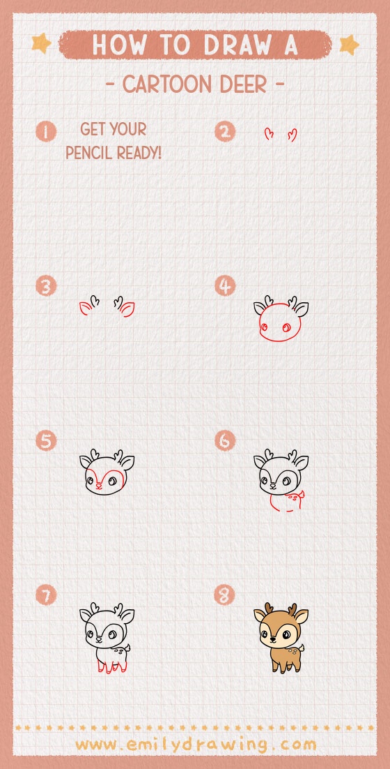 how to draw a cartoon deer pinterest pin