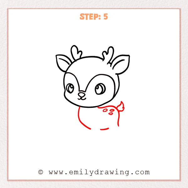 how to draw a cartoon deer - Step 5 progression of the cartoon deer drawing after the "draw the body" stage.