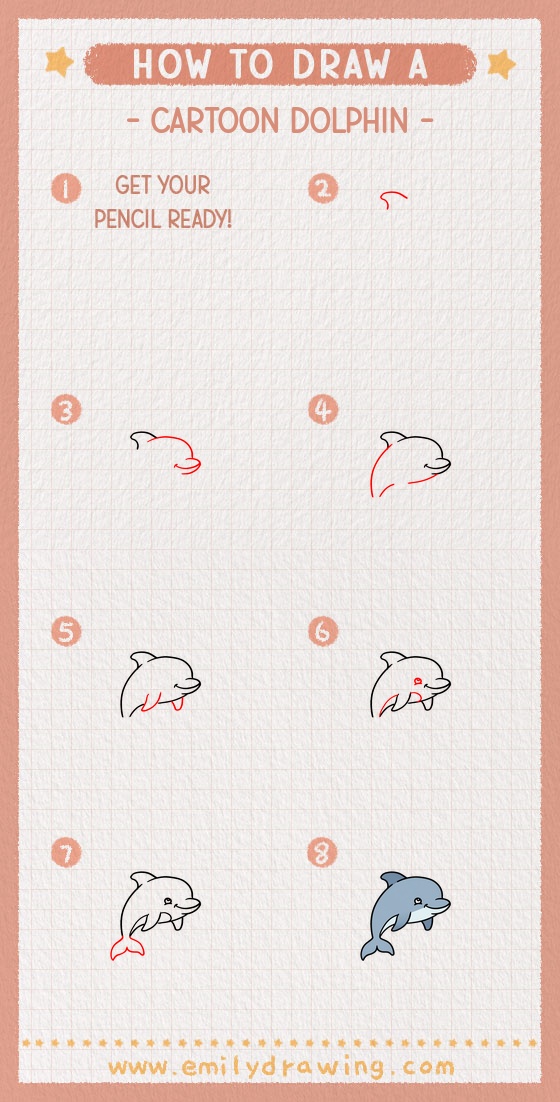 how to draw a cartoon dolphin pinterest pin