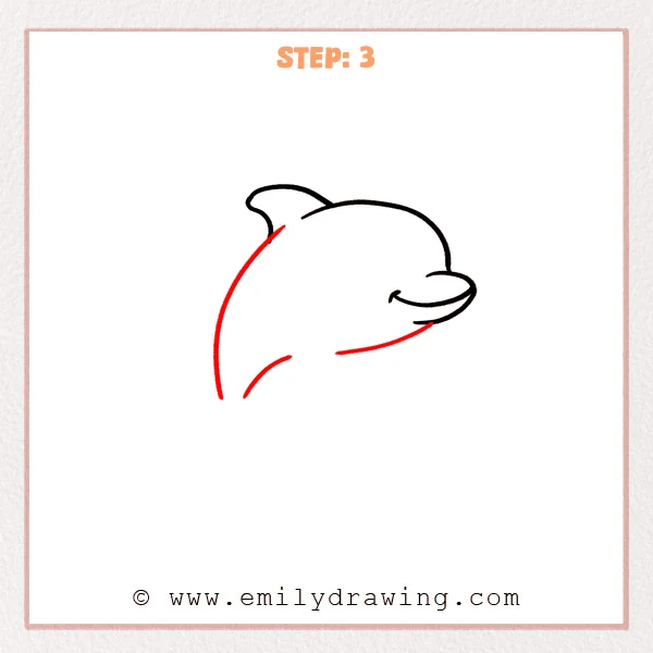 how to draw a cartoon dolphin - Step 3 progression of the cartoon dolphin drawing after the "shape the body" stage.