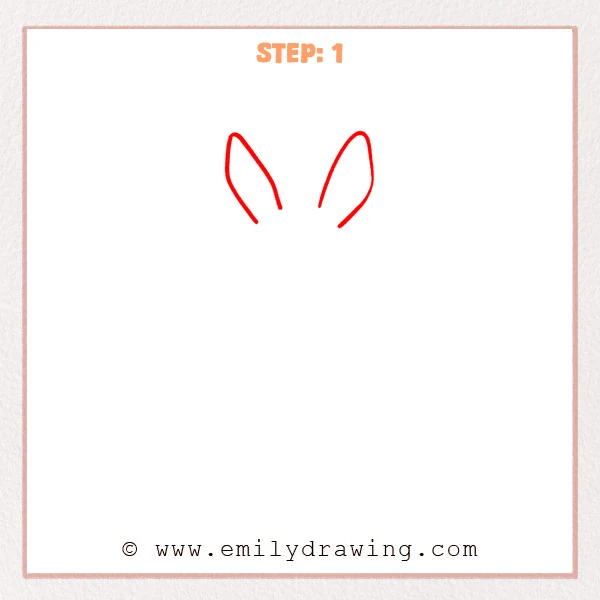 how to draw a cartoon donkey - Step 1 progression of the cartoon donkey drawing after the "draw the long ears" stage.