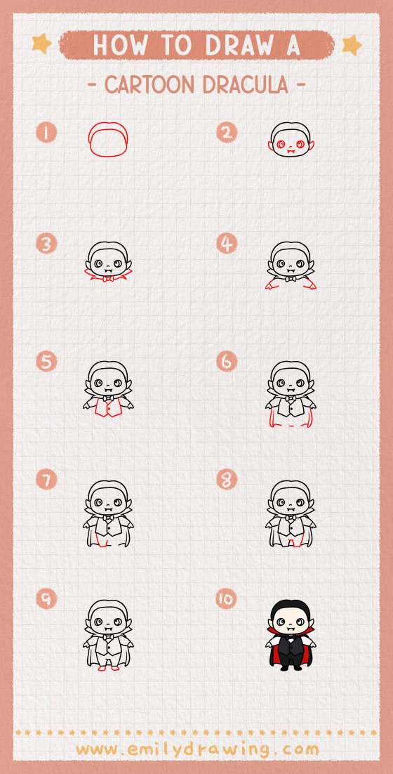how to draw a cartoon dracula pinterest pin