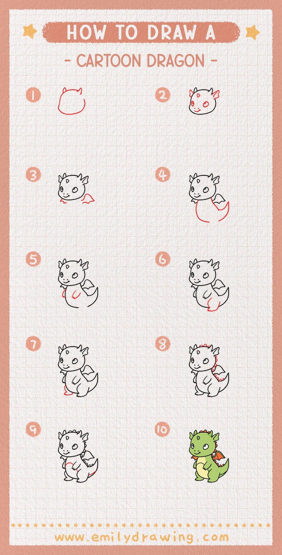how to draw a cartoon dragon pinterest pin