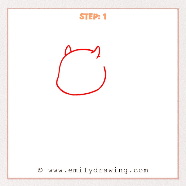 how to draw a cartoon dragon - Step 1 progression of the cartoon dragon drawing after the "outline the dragon head" stage.