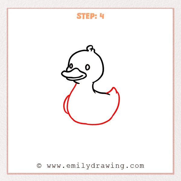 how to draw a cartoon duck - Step 4 progression of the cartoon duck drawing after the "build the body" stage.