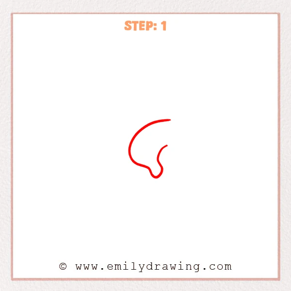 how to draw a cartoon ear - Step 1 progression of the cartoon ear drawing after the "draw the inner ear" stage.