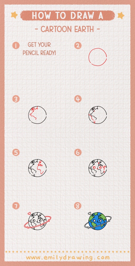 how to draw a cartoon earth pinterest pin