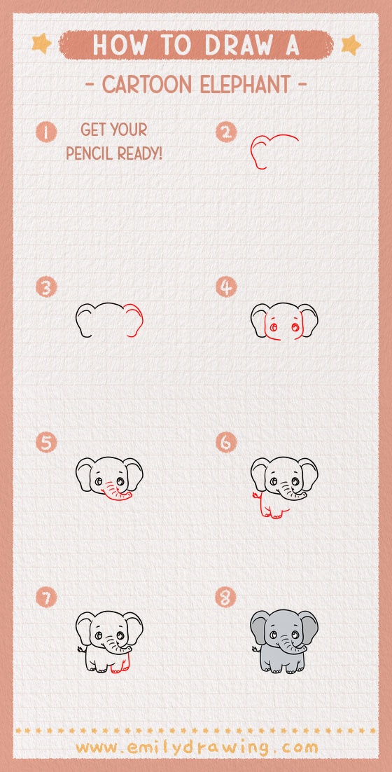 how to draw a cartoon elephant pinterest pin