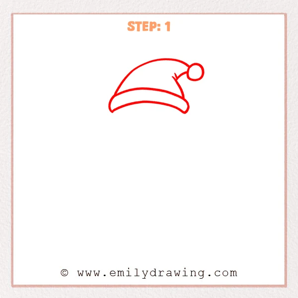 how to draw a cartoon elf - Step 1 progression of the cartoon elf drawing after the "draw the elf hat" stage.