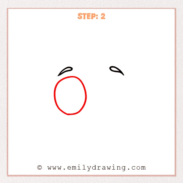 how to draw a cartoon eyes - Step 2 progression of the cartoon eyes drawing after the "outline the left eye" stage.