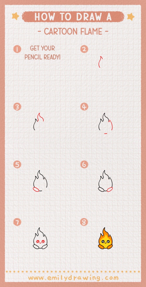 how to draw a cartoon flame pinterest pin