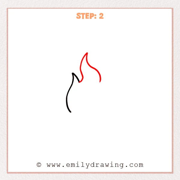 how to draw a cartoon flame - Step 2 progression of the cartoon flame drawing after the "add the top tongues" stage.