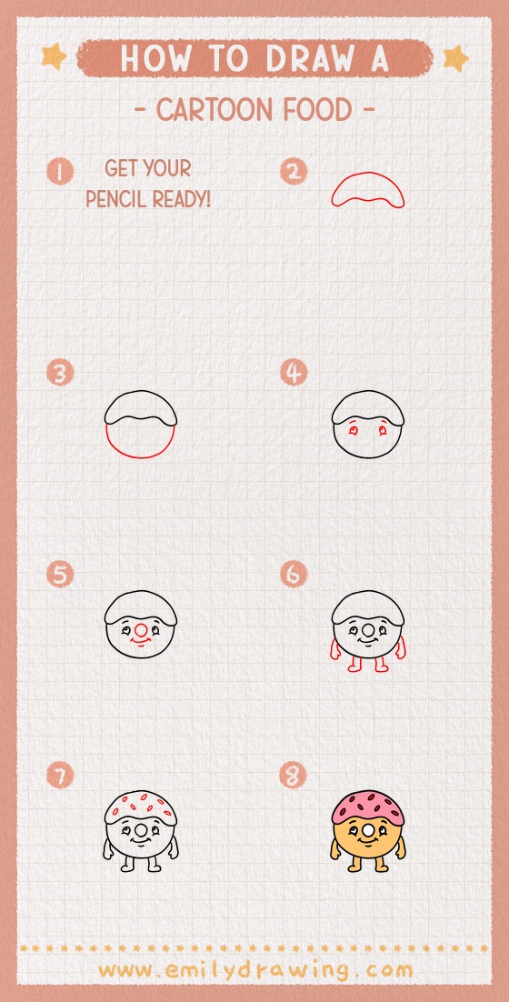 how to draw a cartoon food pinterest pin