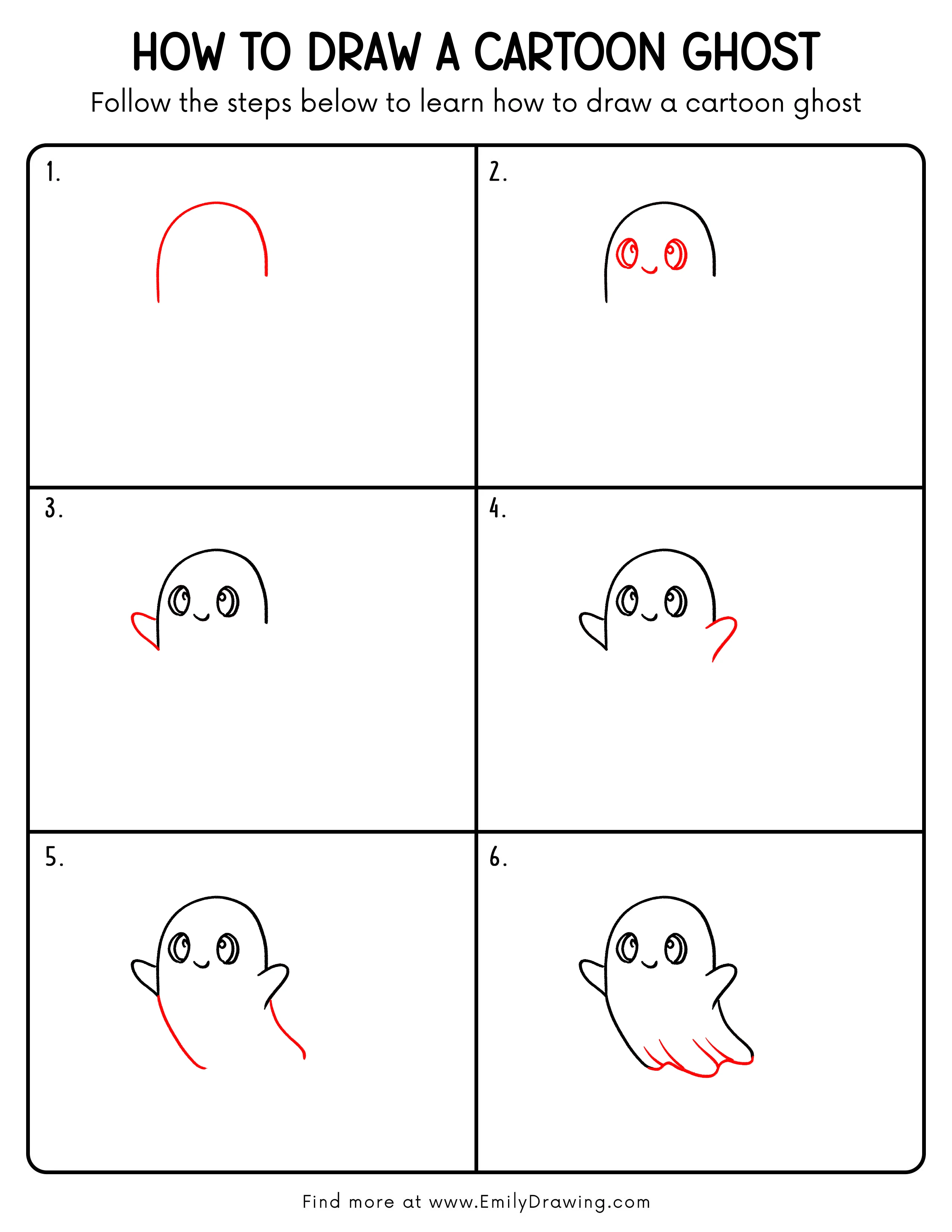 Printable Cartoon Ghost Drawing Guide