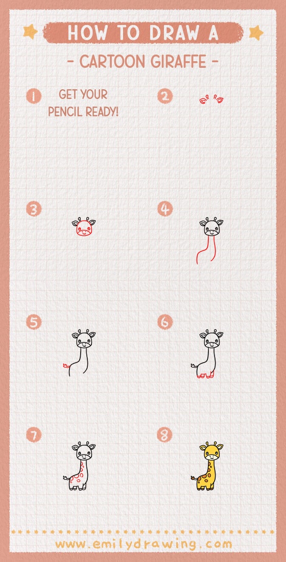 how to draw a cartoon giraffe pinterest pin