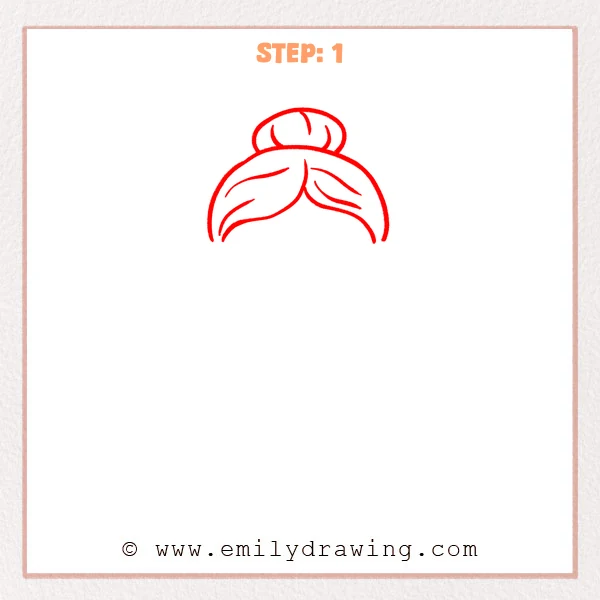 how to draw a cartoon grandma - Step 1 progression of the cartoon grandma drawing after the "draw the hair" stage.