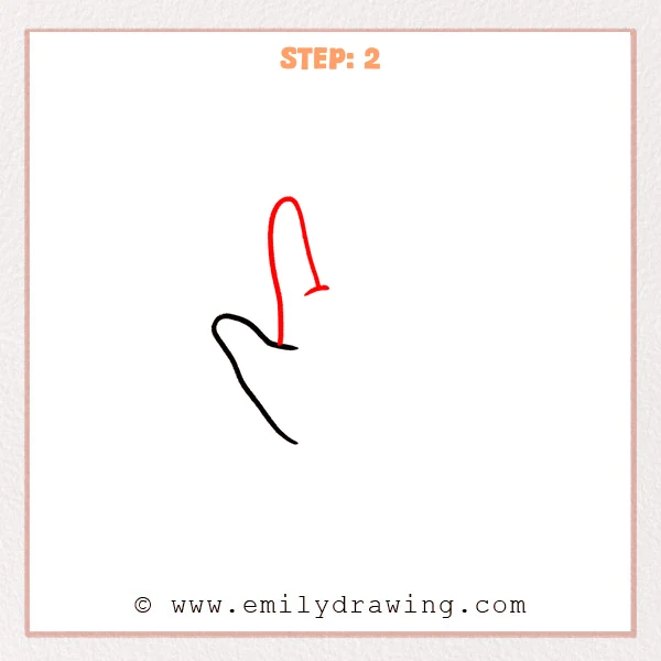 how to draw a cartoon hand - Step 2 progression of the cartoon hand drawing after the "add the index finger" stage.