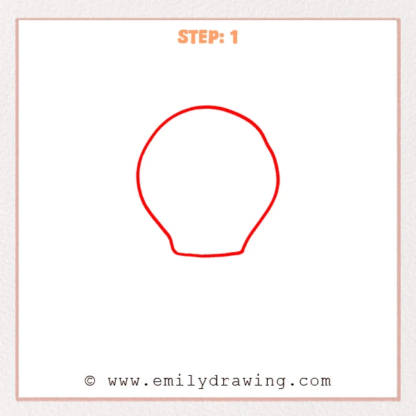 how to draw a cartoon light bulb - Step 1 progression of the cartoon light bulb drawing after the "draw the glass bulb" stage.